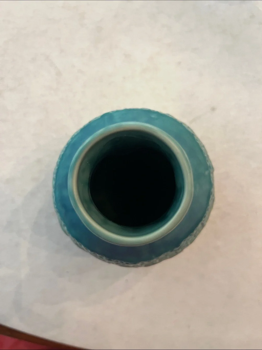 Indie style Turquoise and Cream ombre stamped Ceramic Decorative Vase. So pretty